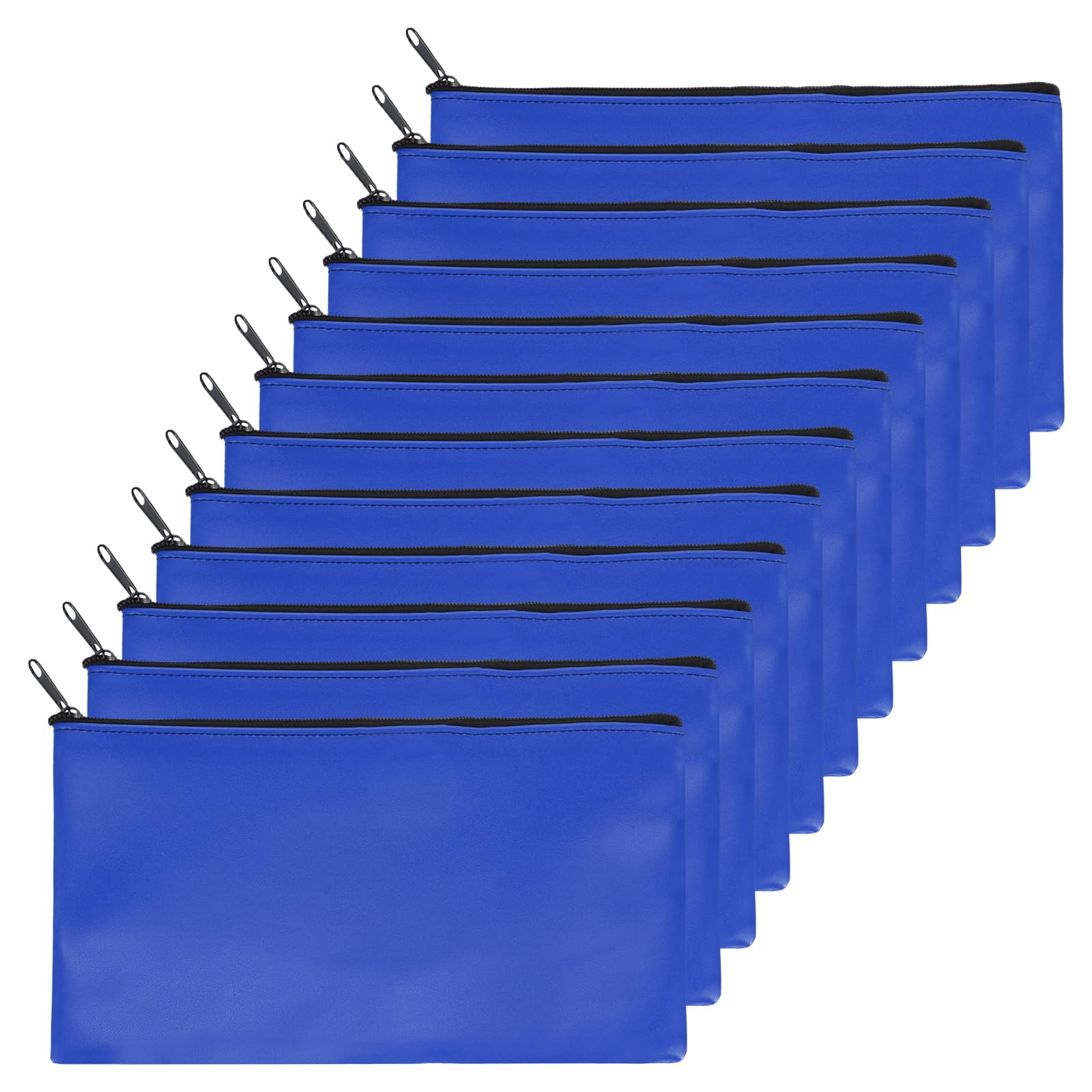 PATIKIL 11"x 6" Bank Deposit Bag, 12Pcs Money Bag Bank Bag Security Money Pouch Receipt Holder for Tickets Coin Makeup Cosmetics Bills, Blue