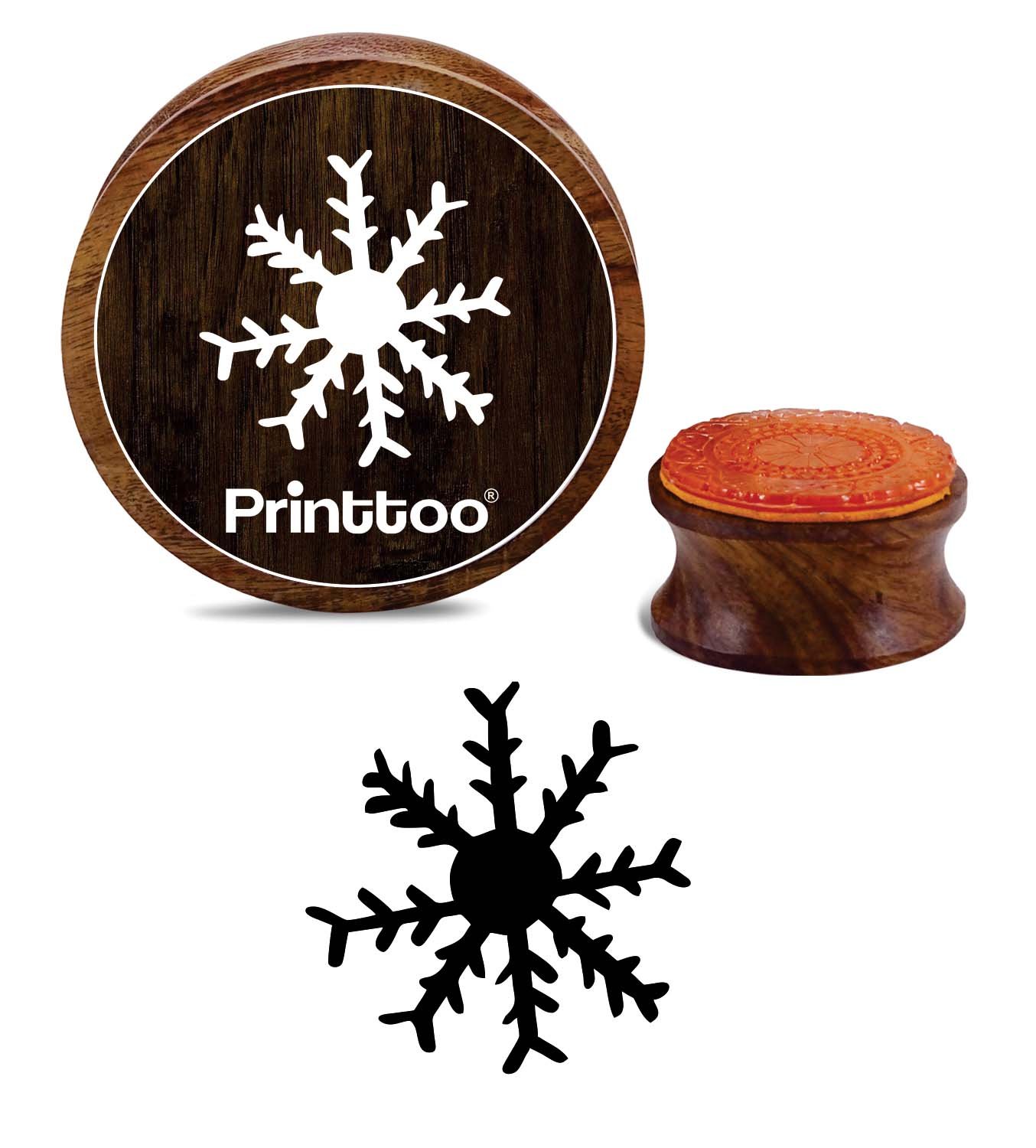 Printtoo Diary Card Snow Flower Design Round Wooden Rubber Stamp Scarp-Booking-2 Inch