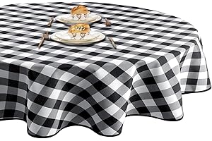 XWZO Checkered 60 Inch Round Tablecloth - Waterproof and Dustproof Washable Plaid Table Cloth for Dining Party, Outdoor Picni