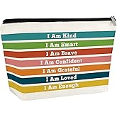 Inspirational Positive Gifts for Women Makeup Bag Motivational Encouragement Gift Mental Health Self Love Gift for Daughter Sister Friend BFF Female Cosmetic Bag with Zipper Christmas Birthday Gifts