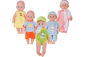YOUNG BUDS Set of 5 Baby Doll Clothes Accessories,with Feeding Bottle,for 12-13-14 Inch Newborn Reborn Alive Baby Doll, Dress Clothing Costumes Outfits, Toy for Kids Children Toddler Birthday Xmas Present
