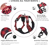 PoyPet No Pull Dog Harness Reflective Front Back Leash Attachments M Checkered view 4