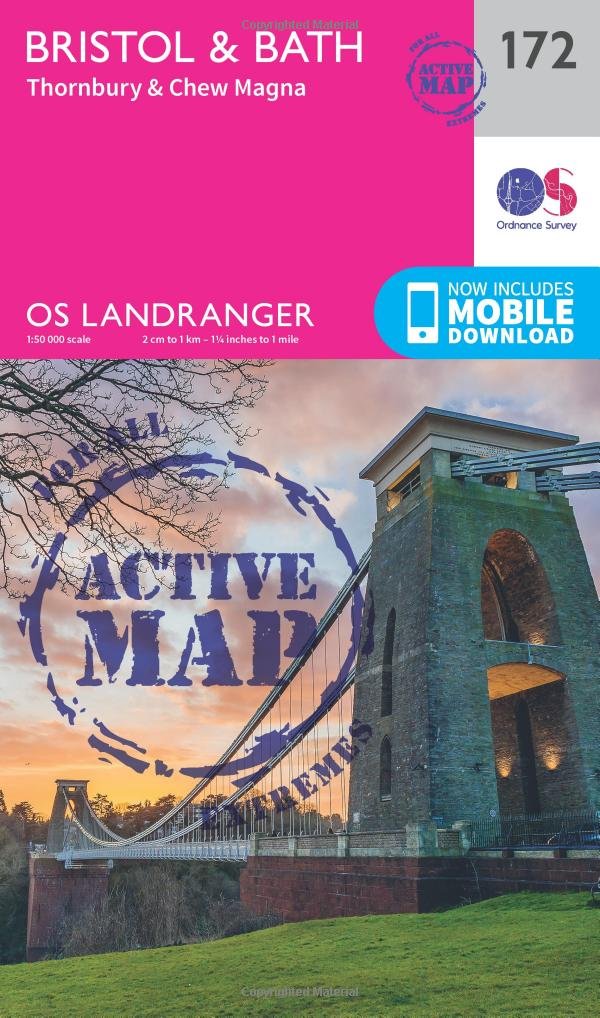 Bristol & Bath Map | Weatherproof | Thornbury & Chew Magna | Ordnance Survey | OS Landranger Active Map 172 | England | Walks | Cycling | Days Out | Maps | Adventure