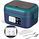 EDCREATY Cordless Electric Heated Lunch Box, 1.5L 6.3Cups 24000mAh Rechargeable Battery Self-Heating Lunch Box, Smart Timer, Even Heating, 100W Portable Food Warmer for Office, Picnic, Car, Outdoor