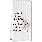 Cilrii Funny Maltese Dog Bathroom Hand Towels, Maltese Gifts for Women Men, Gifts for Dog Lovers Owners Decorative Hand Towels for Bathroom Restroom Washroom, 16x24 Inch