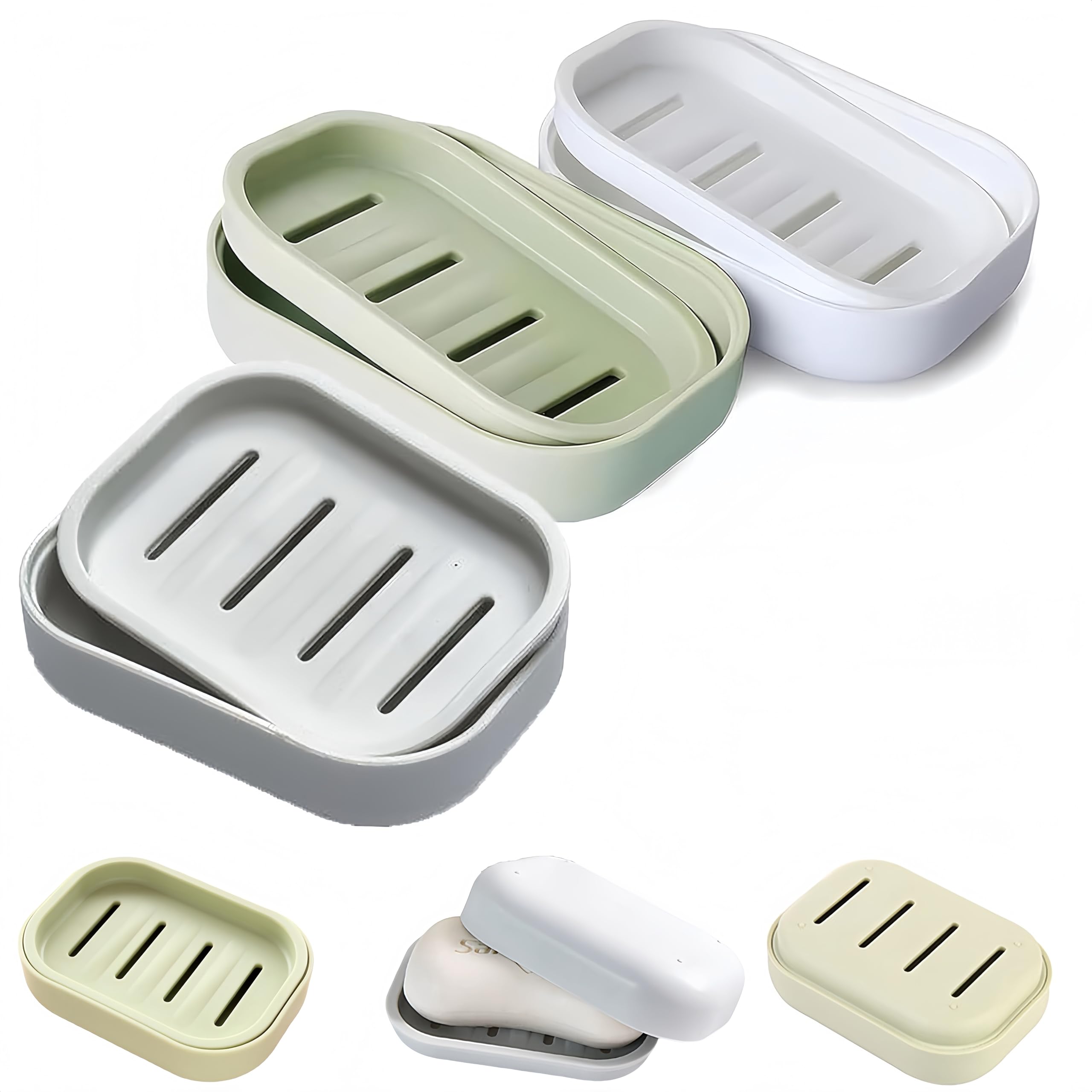 Cognitivex 3pcs Soap Dish With Lid,Soap Holder Travel Soap Case Leakproof Soap Box Waterproof Soap Dishes Closable Soap Bar Dish Storage Portable Soap Dish Travel For Shower Travel Bathroom.