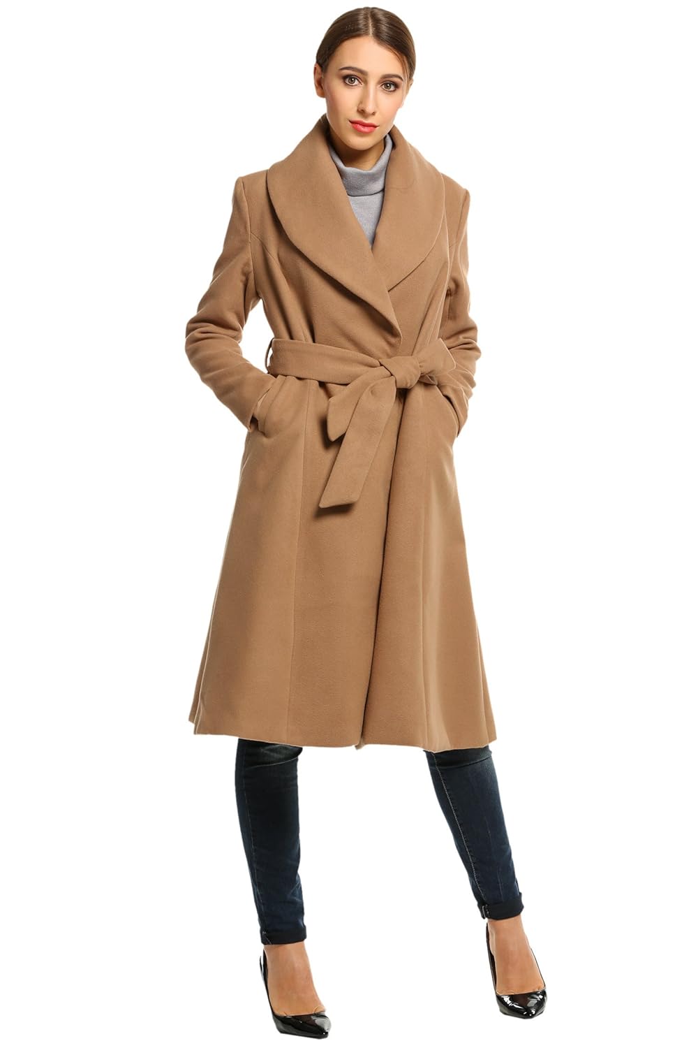 camel long womens coat