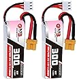 GAONENG 2Packs GNB 2S 300mAh LiPo 7.6v LiHV XT30 80C for 3" 90-130mm Toothpick FPV Drone