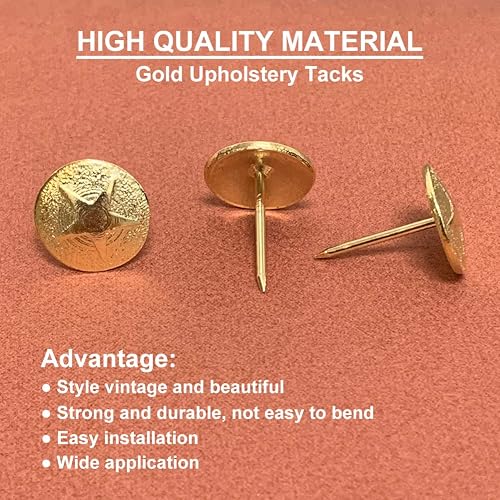 100-Piece Vintage Upholstery Tacks – 5/8″ Antique Brass Furniture Nails For DIY & Home Decor
