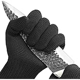 PilloVive Level 5 Cut Resistant Gloves for Kitchen & Mandoline Slicer, Safety Food Grade Stainless Steel Wire Protection, High Dexterity Ambidextrous Work Gloves for gardening, Woodworking, Black (L)