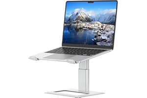 SOUNDANCE Adjustable Laptop Stand for Desk, Computer Stand, Ergonomic Laptop Riser Holder Compatible with 10 to 17.3 Inches Notebook PC Computer, Aluminum Silver