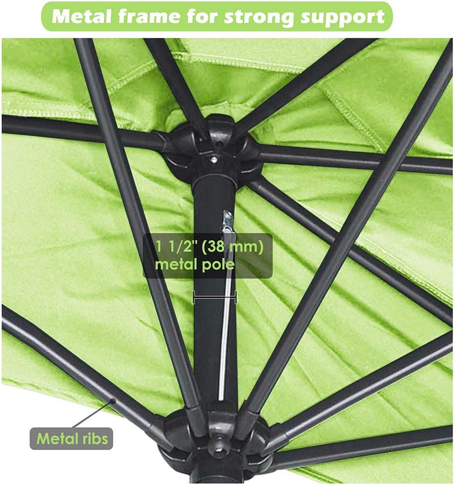 Amazon Com Yescom 10ft Outdoor Patio Half Umbrella For Wall Balcony Door Parasol Yard Sun Shade With Tilt And Crank Bright Green Garden Outdoor