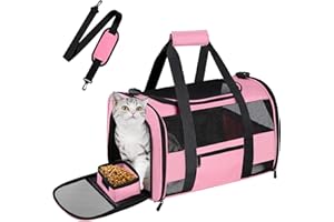 Simpelg Large Cat Carrier Dog Carrier, Pet Carrier for Cats Dog Carrier for Medium Small Dogs, Collapsible Soft Sided Pet Carrier for Kitten Puppy 25 Lbs, Pink
