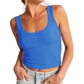 Artfish Women's Scoop Neck Sleeveless Knit Ribbed Fitted Casual Crop Tank Top