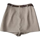 GORGLITTER Women's Striped Skorts Casual Dressy Business Work Office High Waisted Skirt Shorts Going Out Outfits