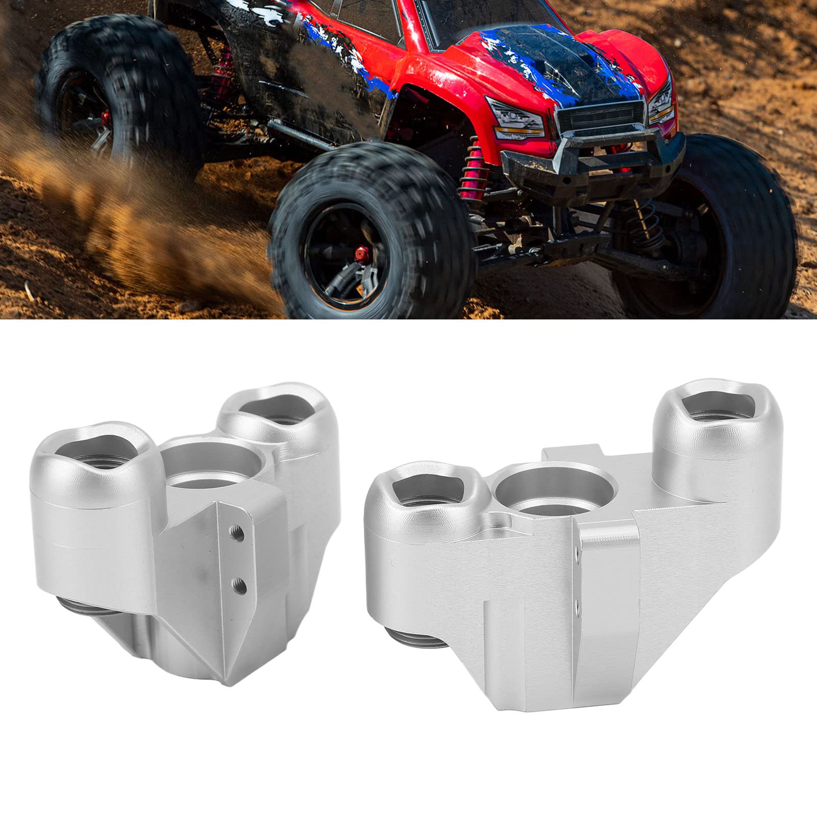 Topyond 2 Pcs RC Car Front Steering Cup, Aluminum Alloy RC Car Front Steering Cups - Replacement Parts for Corally Kronos 6S 1/8 - Silver