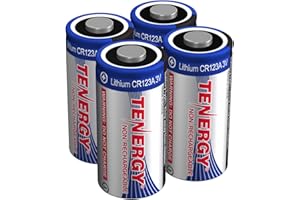 Tenergy 3V CR123A Lithium Battery, High Performance CR123A Cell Batteries PTC Protected for Smart Sensors 4 Pack (Non-Rechargeable)