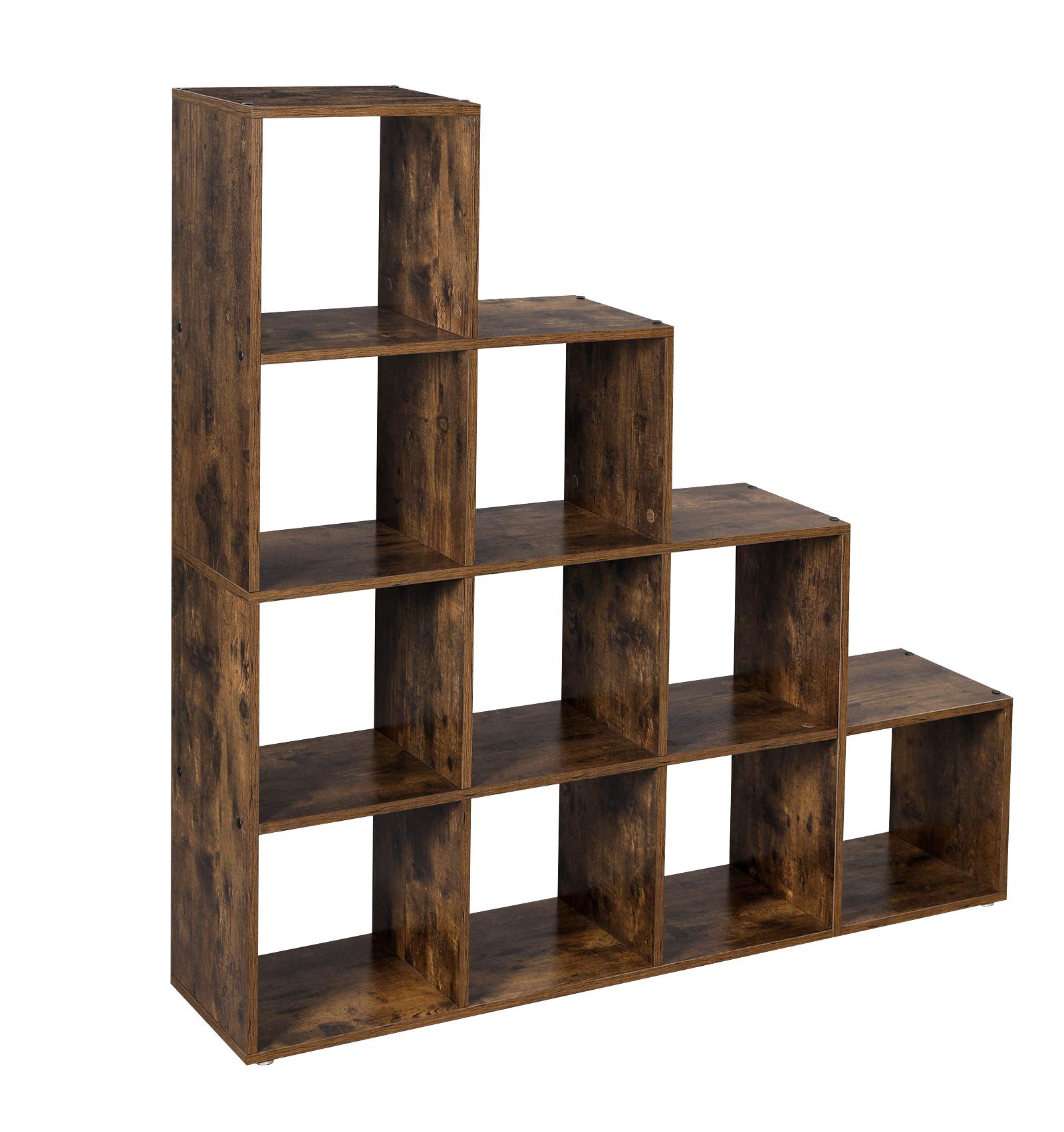 VASAGLE Staircase Shelf, 10Cube Storage Unit, Wooden Display Rack