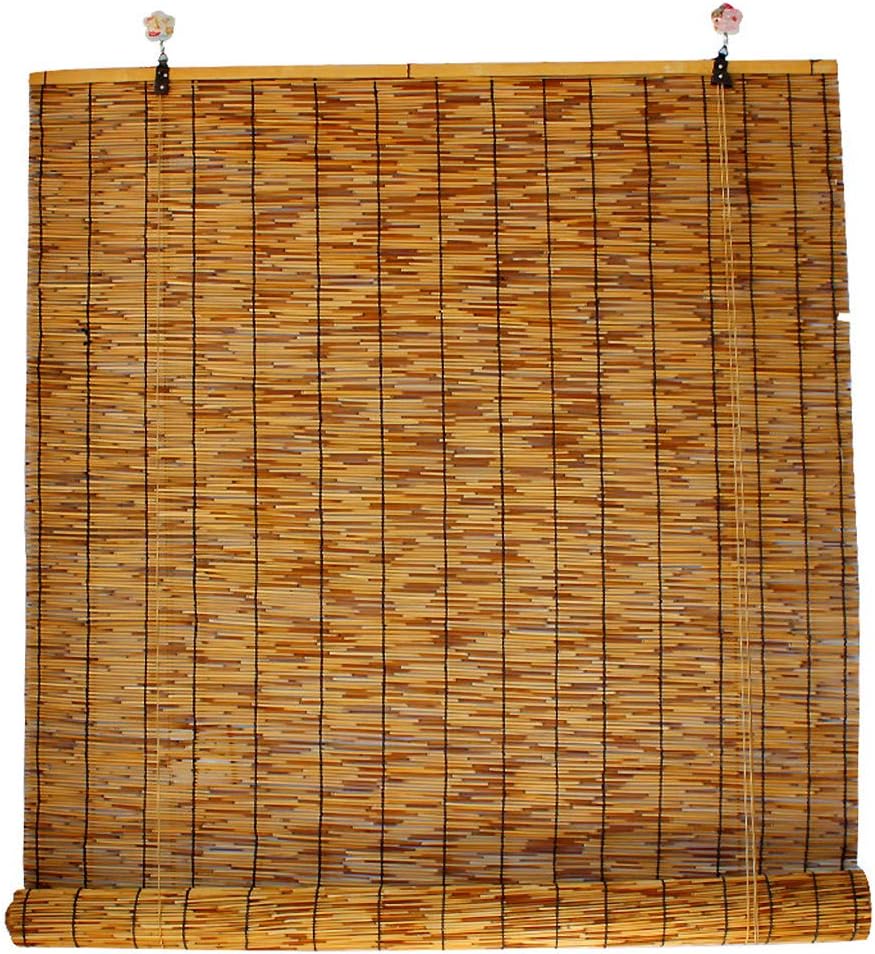 Wooden Roller Blinds Lifting Bamboo Blinds Outdoor Vertical Blackout Shutters Indoor Sunshade Partition Door Customizable Size Kitchen Curtain