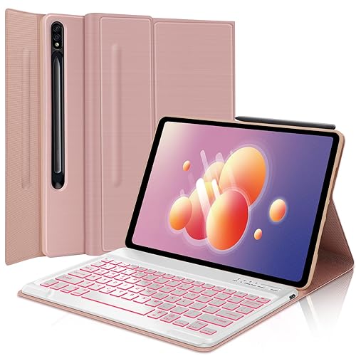 Galaxy Tab S7+ ピンク 本体+純正ケース+高速SD256GBセット Samsung Galaxy Tab S7 FE 5G Case with Keyboard 12.4 Inch-Smart