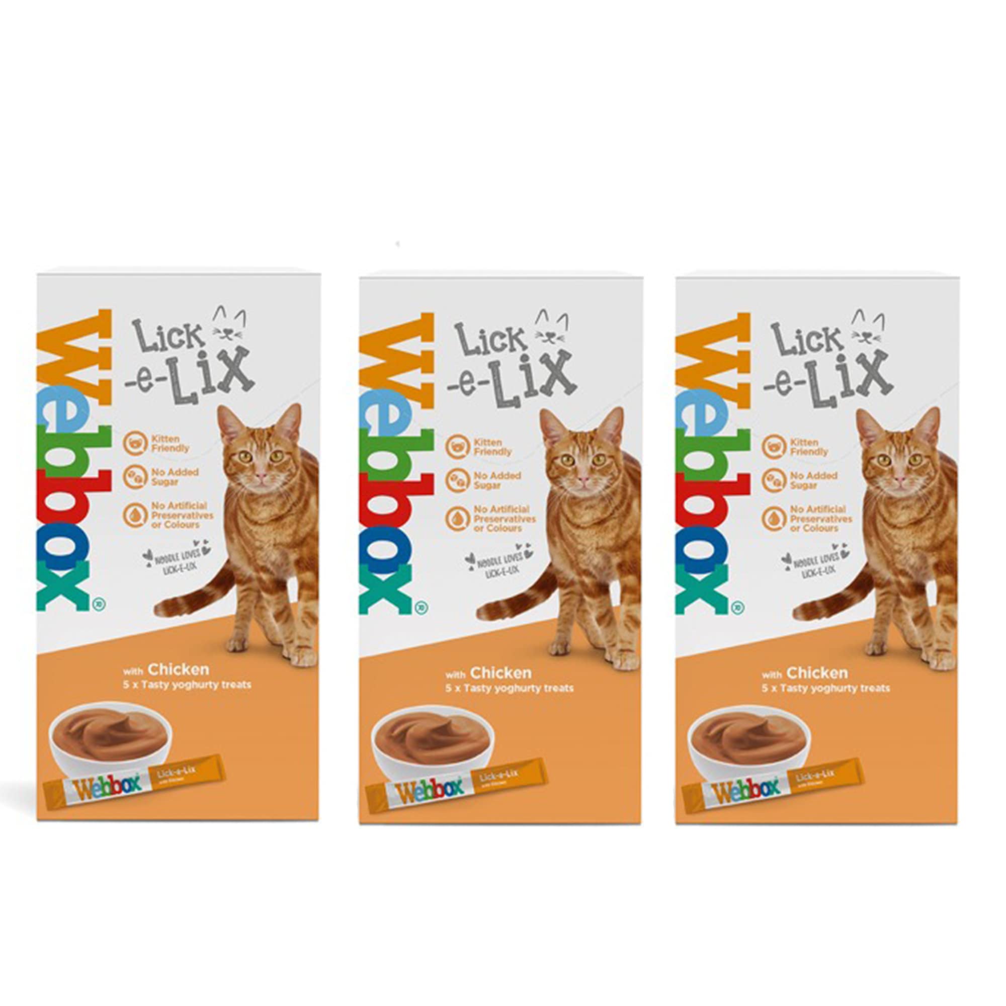 Webbox Lick-e-Lix Yoghurty Treat with Chicken 5 x 15g Sachets (Pack of 3)