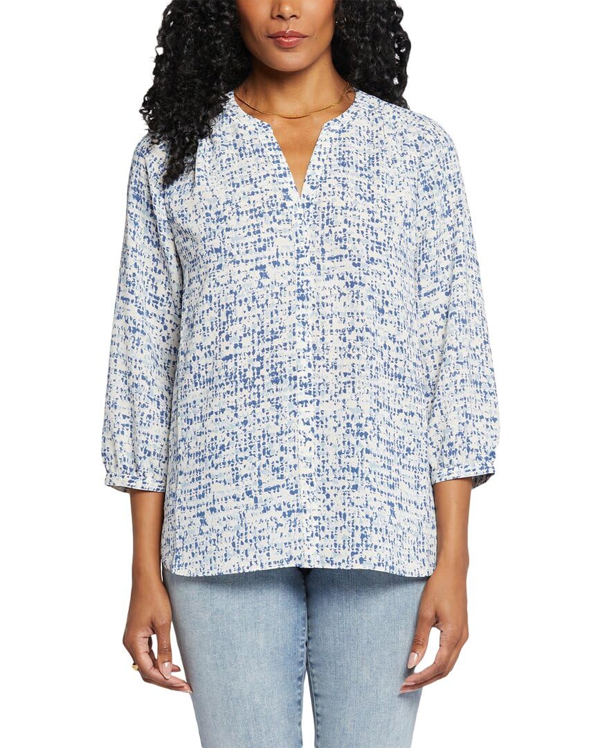NYDJ Women’s Pintuck Blouse, Waterfall ice, XX-Small