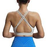 Aoxjox Women's Workout Sports Bras Fitness Medium-High Cross Back Sporty Bra Yoga Crop Tank