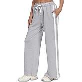 KevaMolly Womens Wide Leg Sweatpants Side Striped High Waisted Baggy Pants Drawstring Lounge Track Pants Athletic Joggers
