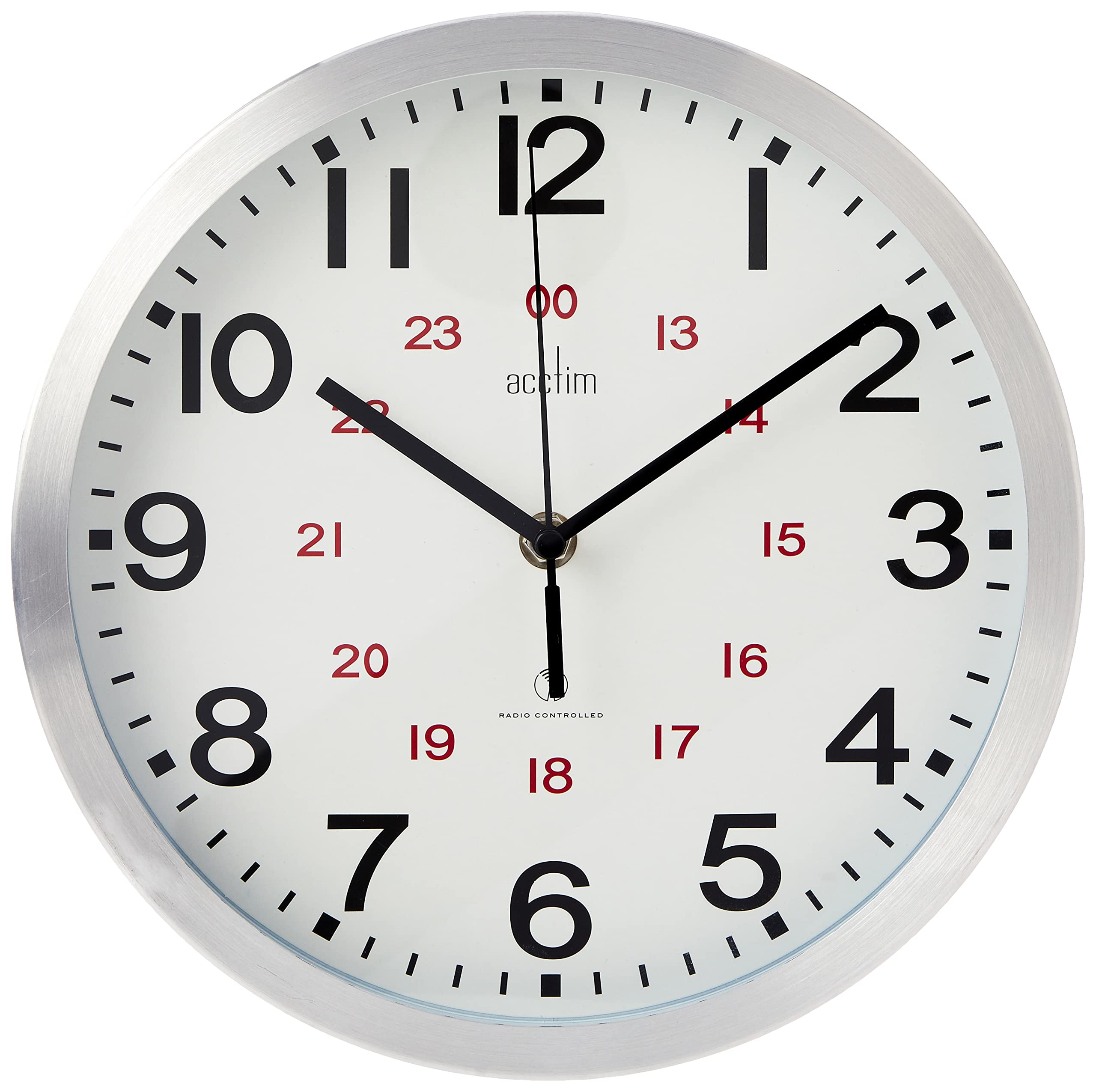 Acctim 74457 Century Radio Controlled Wall Clock, Aluminium, white