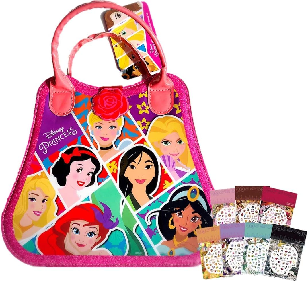 Amazon ディズニー プリンセス Disney Princess 持ち運べる取っ手付き ミラー付きコスメセット 30点セット ネイルシール付き キッズ用 化粧品 メイクアップセット コスメ コスメボックス メイクボックス こども 子供 女の子 ラプンツェル アリエル 白雪姫 シンデレラ