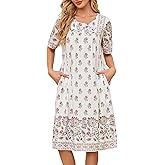 ETOSELL Short Sleeve House Dresses for Women Floral Print Nightgowns with Pockets Lounge Moo Moo Dress