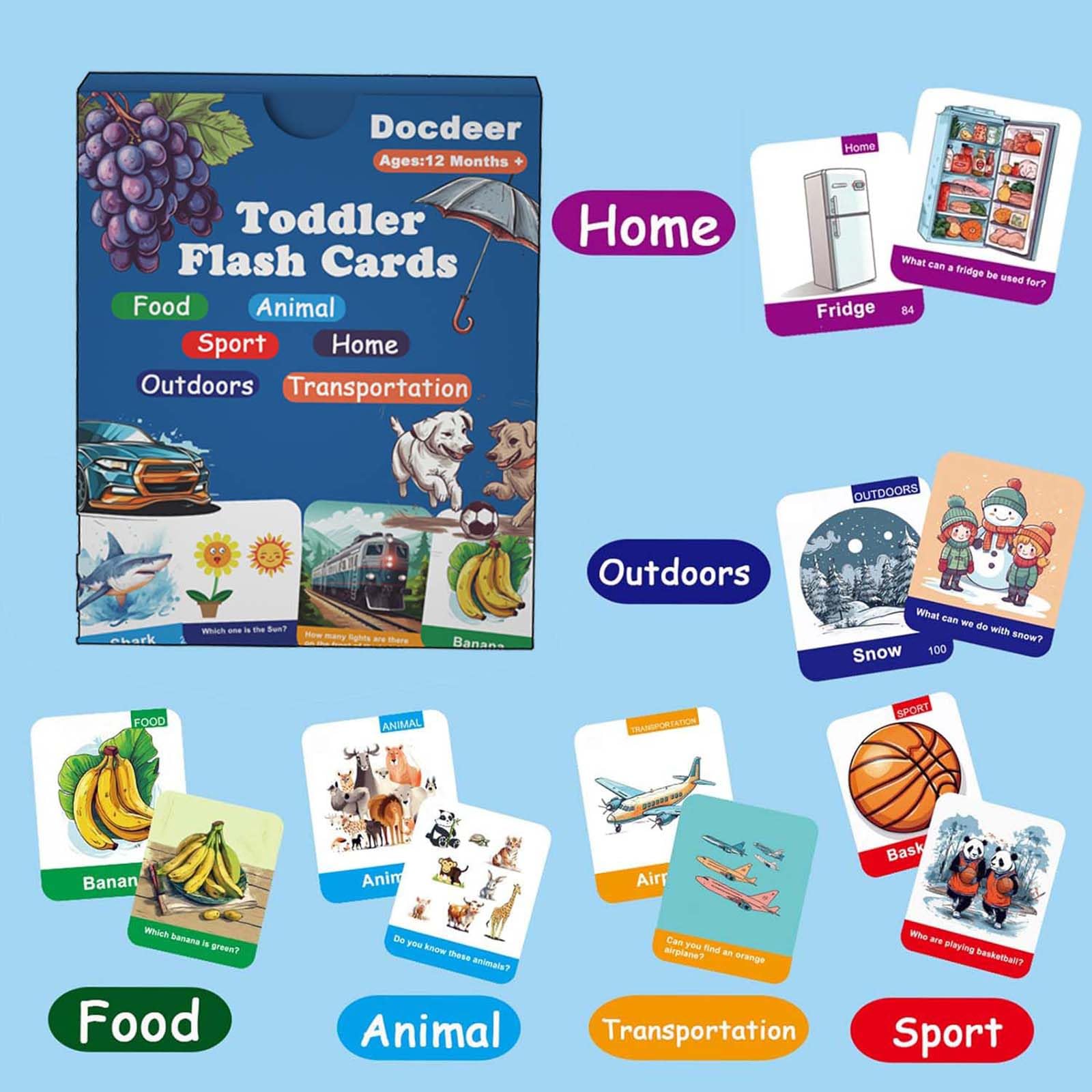 Mua Docdeer Toddler Kids Flash Cards Ages 1 2 3 4- Learn Animals, Food