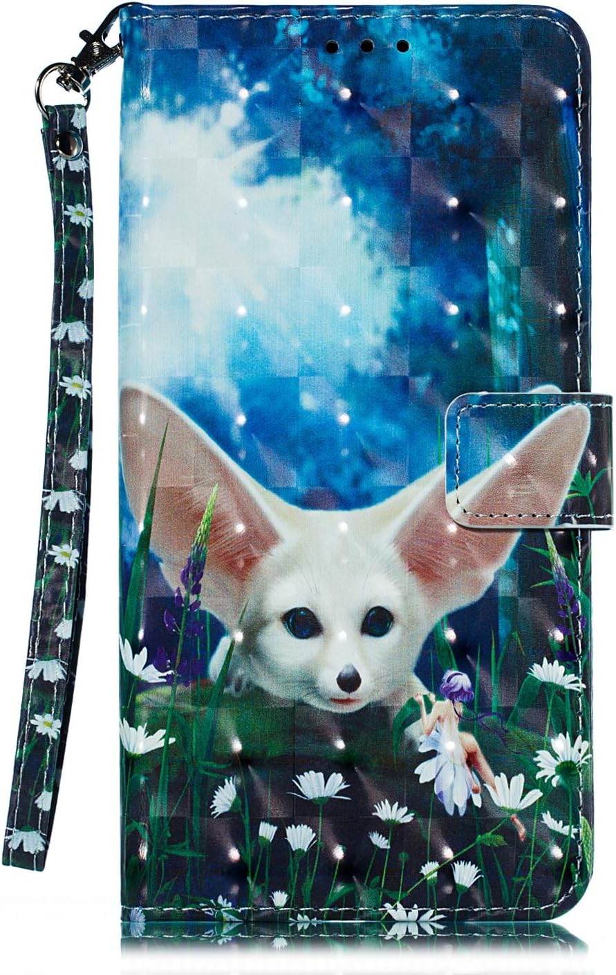 Thoankj Nokia 5.1 Plus Phone Case, Shockproof Flip 3D Animal Art PU Leather Wallet Cases with Stand Magnetic Money Pouch Folio Gel Bumper Protective Cover for Nokia 5.1 Plus Elven Fox