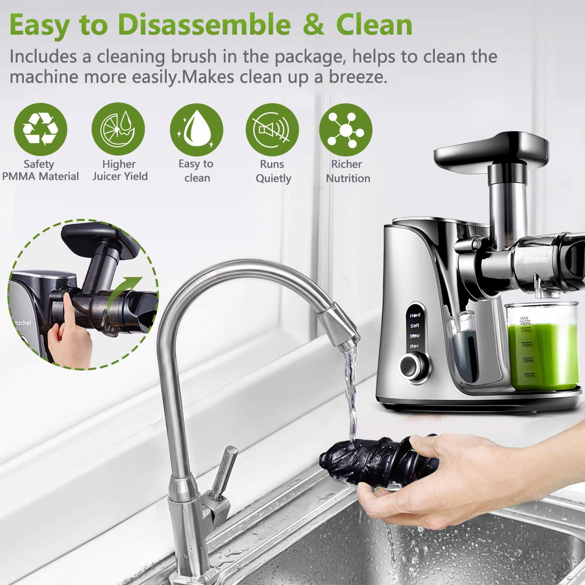 Juicer Machines,AMZCHEF Slow Masticating Juicer Extractor, Cold Press