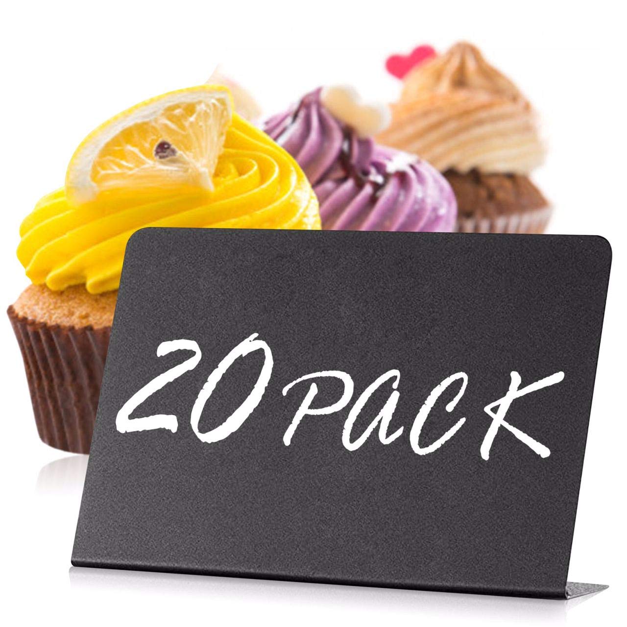 20 Pack 10x7 Mini Chalkboard Signs for Food - Buffet - Tables - Small Plastic Chalkboard Sign - Mini Blackboard for Buffet - Food Cards