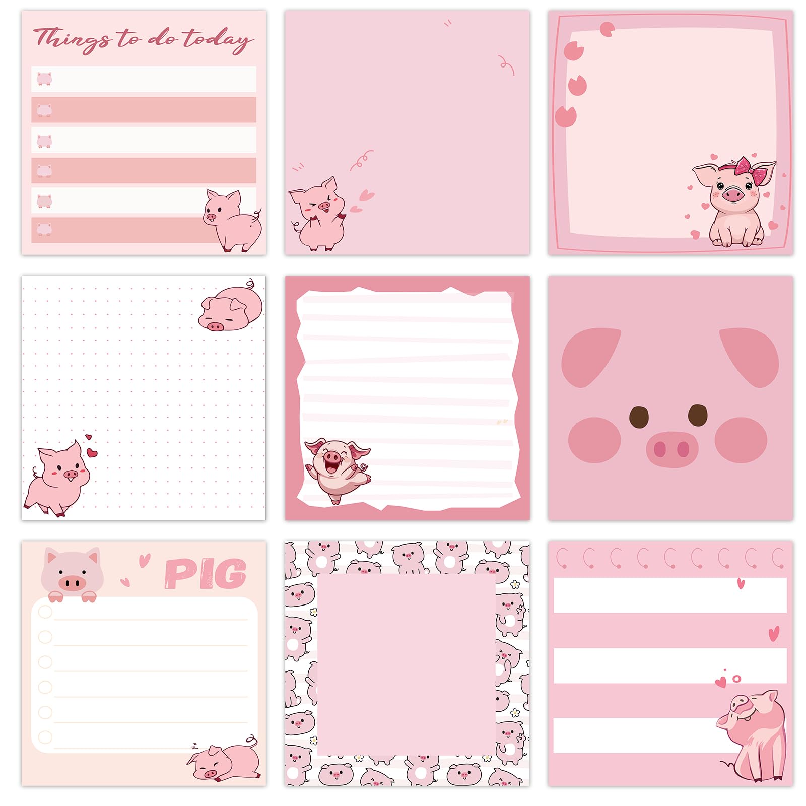 Photo 1 of Saypacck 9 Pads Piggy Sticky Notes 3x3 Inch Cute Self Stick Notepads Notes Adhesive Memo Pad Office Decor Gifts for Students School Teacher Meeting Office Supplies