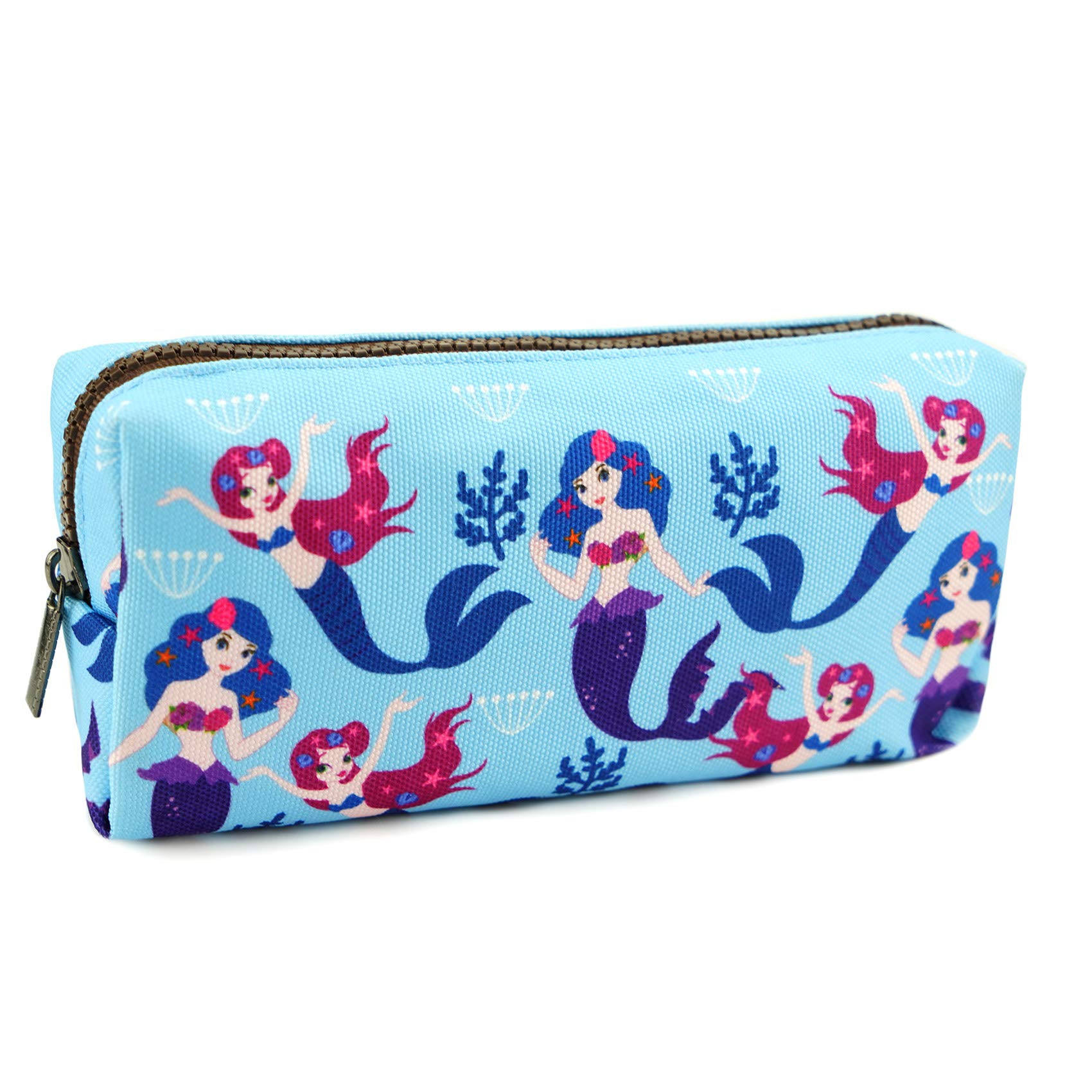 LParkin Cute Mermaid Pencil Case Canvas Pen Bag Pouch Gadget Stationary Case Makeup Cosmetic Bag Kawaii Box