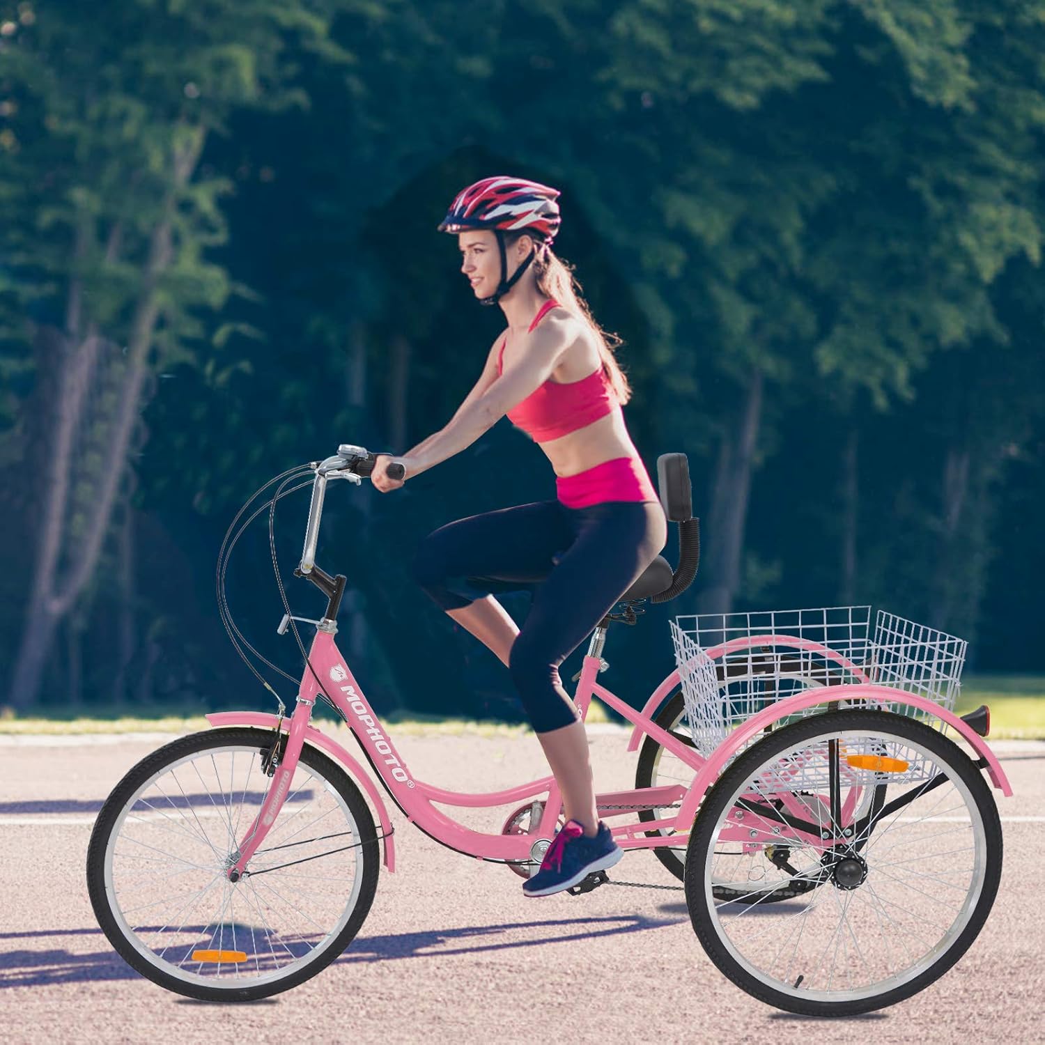 26Inch Wheel, 7Speed, Pink Adult Tricycle 24/26 Inch for Men/Women