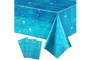 Tiamon 3 Pcs Underwater Bubbles Table Cover Ocean Waves Tablecloth Bubble Water Print Plastic Table Cover for Under the Ocean Beach Pool Mermaid Birthday Party Baby Shower Supplies (54 x 108 Inch)