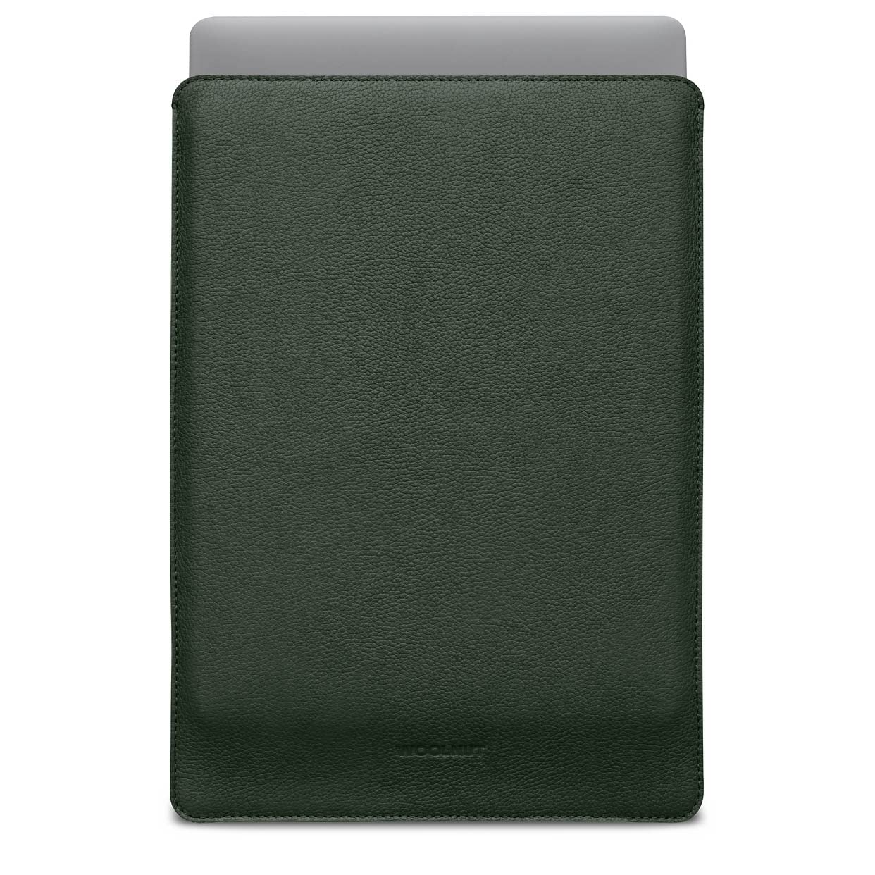 WOOLNUT Sleeve Case for MacBook Pro 16 - Charge in Sleeve - Full-Grain Leather, Wool Felt Interior - Tailor-Made Fit - Scandinavian Design, Compatible with Apple MacBook Pro 16 inch - Green