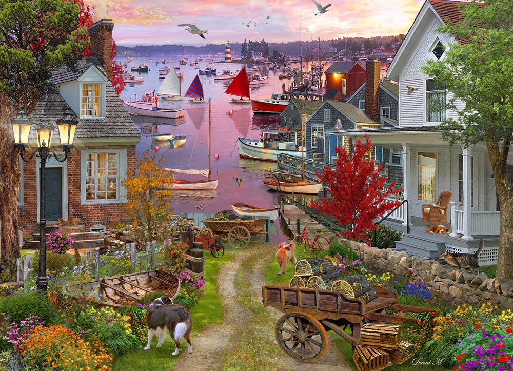 Vermont Christmas Company Evening in The Harbour Jigsaw Puzzle 1000 Piece