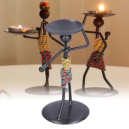 01 Candelabro con Figura, candelabro de Hierro teñido a Mano con