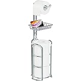 Toilet Paper Holder Stand with Reserve and Dispenser for 4 Mega Rolls, Bathroom Freestanding Toilet Tissue Paper Roll Storage