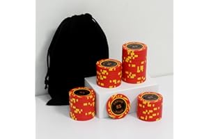 Nmroim 13.5 Grams Clay Poker Chips Casino Poker Chips Asy to Recognize Numbered Chips 40mm Large Chips, Pack of 50 Pieces