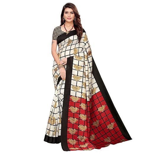 Hasti Womens Art Silk Saree With Free Blouse Piece(Black)