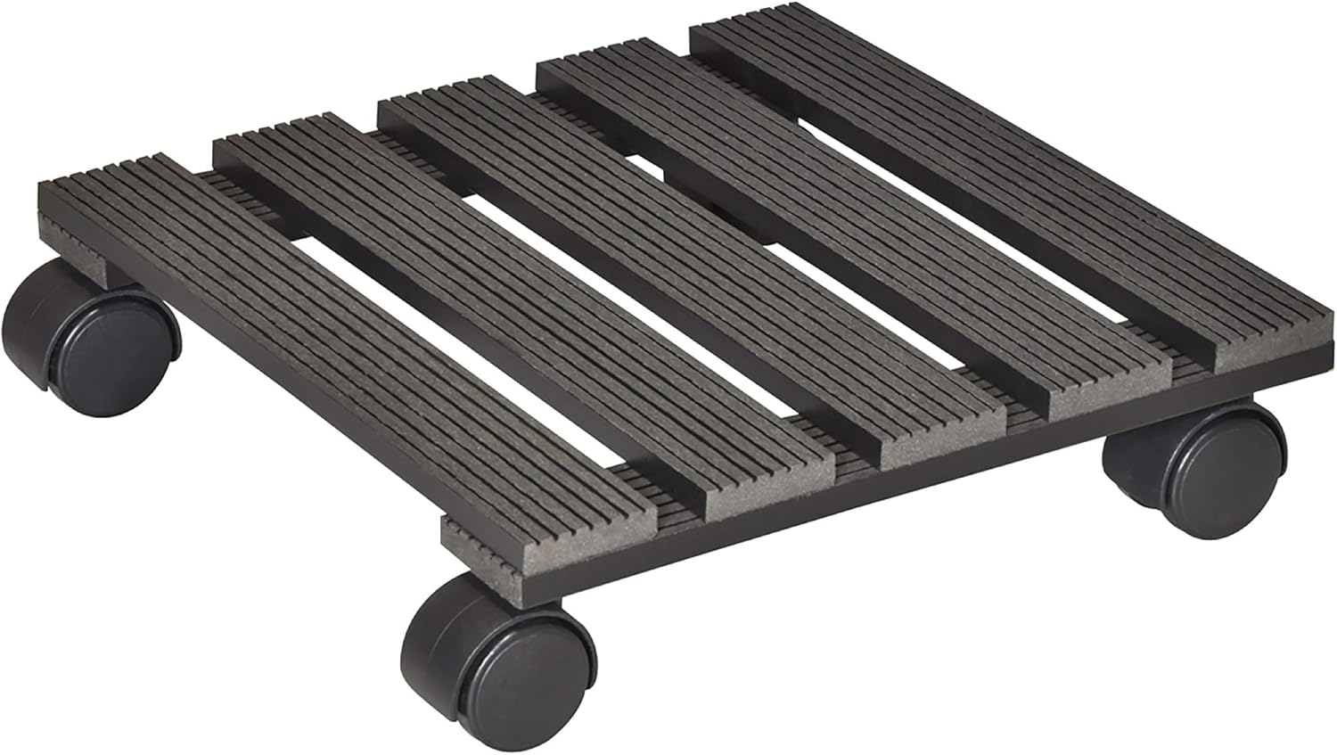 WAGNER Pflanzenroller WPC 29 x 29 x 8,5 cm I Pflanzenroller & Blumenroller für Außenbereich + Innenbereich, anthrazit I Kübelroller aus Wood Plastic Composite I Tragkraft 60 kg - 20050001