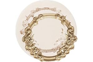 QDMOLDS Wreath Picture Frame Silicone Molds Photo Frame Fondant Mold for Cake Decorating Cupcake Topper Chocolate Gum Paste C