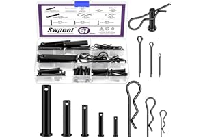 Swpeet 67Pcs 5 Sizes Clevis Pins with Cotter Pin Assortment Kit, Single Hole Flat Head Clevis Pins, R Pins, Hairpin, Cotter P