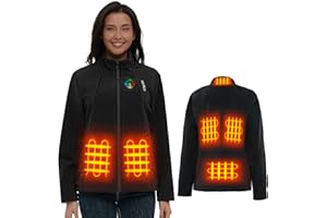 KOVNLO Heated Jackets for Women, Smart Controller with Light Out Design, Soft Fleece Electric Heating Coat with Battery Pack