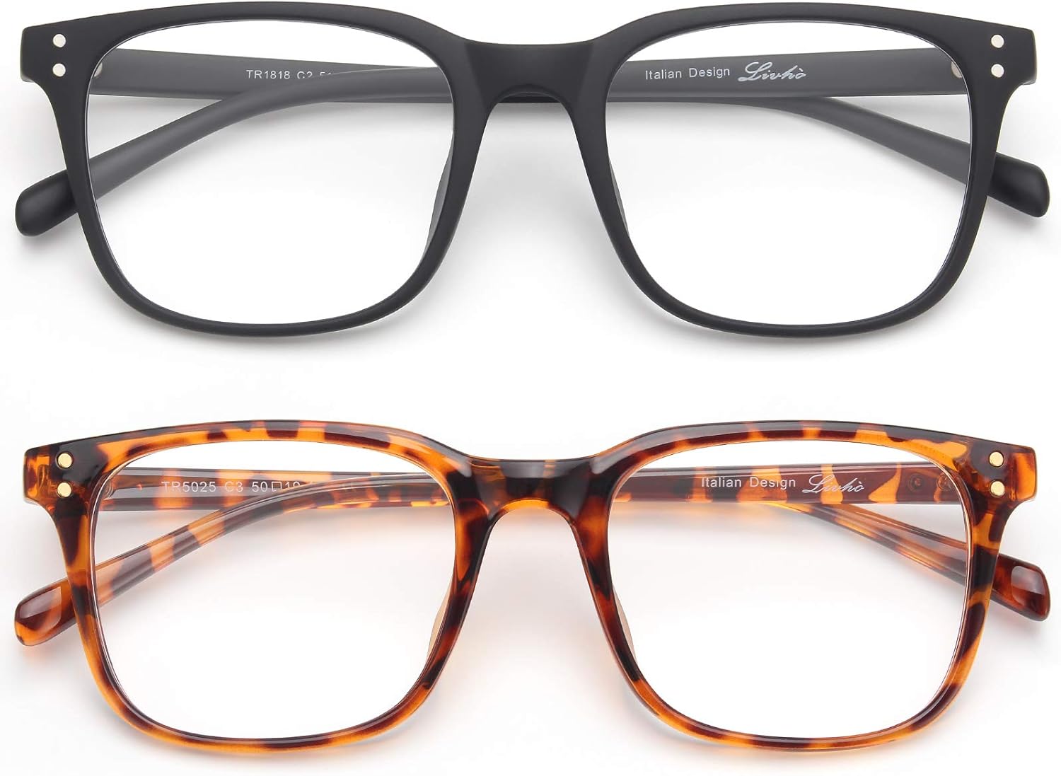 Livho 2 Pack Blue Light Blocking Glasses, Computer Gaming Square Nerd Fake